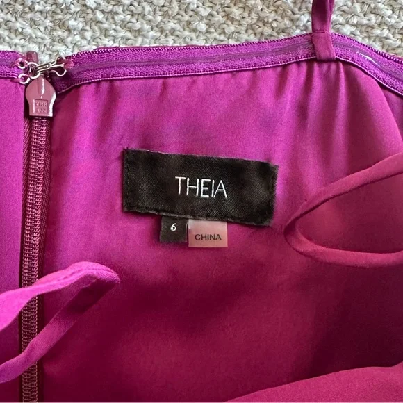 Theia Teresa Draped Tulle Gown - Sangria - Size 6 - Picture 8 of 9